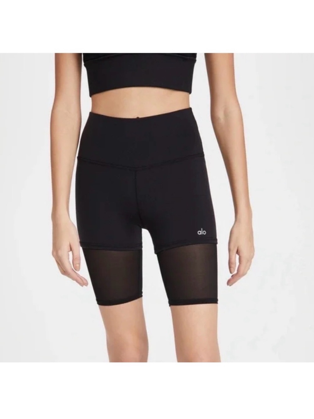 ALO Yoga Black High-Rise Layered Bike Shorts